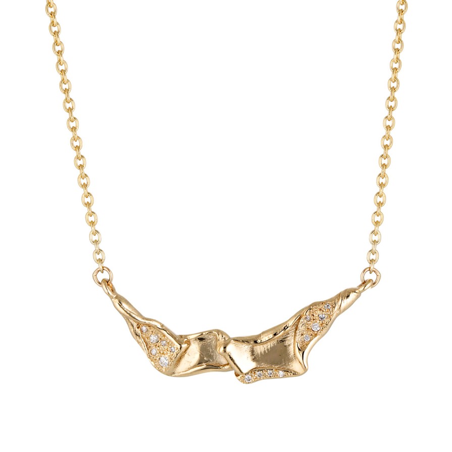 Necklaces Tomfoolery London | Athena Gold Asymmetric Textured Pendant