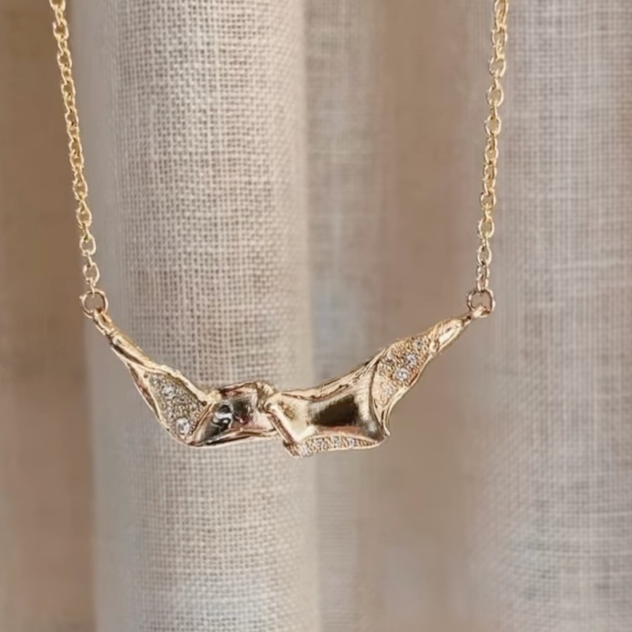 Necklaces Tomfoolery London | Athena Gold Asymmetric Textured Pendant