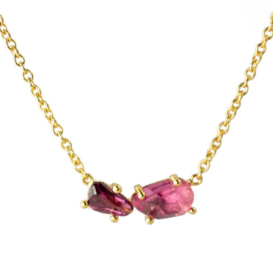 Necklaces Tomfoolery London | Pink Tourmaline & Garnet Claw Set Pendant