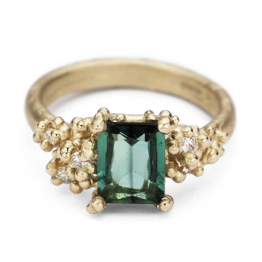 Rings Tomfoolery London | Green Tourmaline And Diamond Encrusted Ring