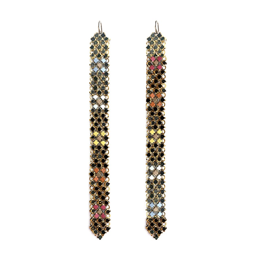 Earrings Tomfoolery London | Rainbow Flower Long Mesh Drop Earrings