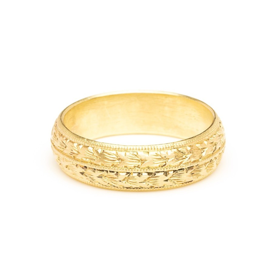 Rings Tomfoolery London | 18Ct Gold Hand Engraved Ring Wide