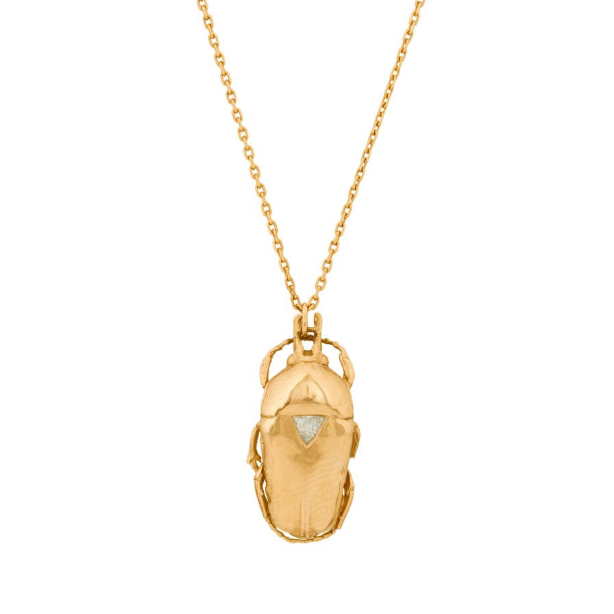 Necklaces Tomfoolery London | Trillion Diamond Scarab Pendant