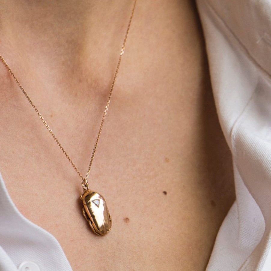 Necklaces Tomfoolery London | Trillion Diamond Scarab Pendant