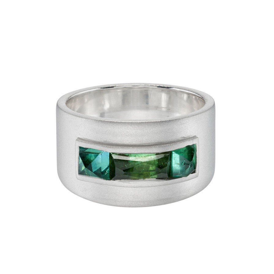 Rings Tomfoolery London | Tourmaline Three Stone Wide Ring 0.1