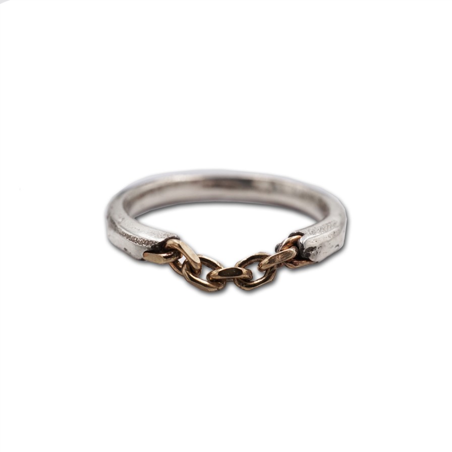 Rings Tomfoolery London | Laetitia Stacking Ring In Silver And 14Ct Yellow Gold