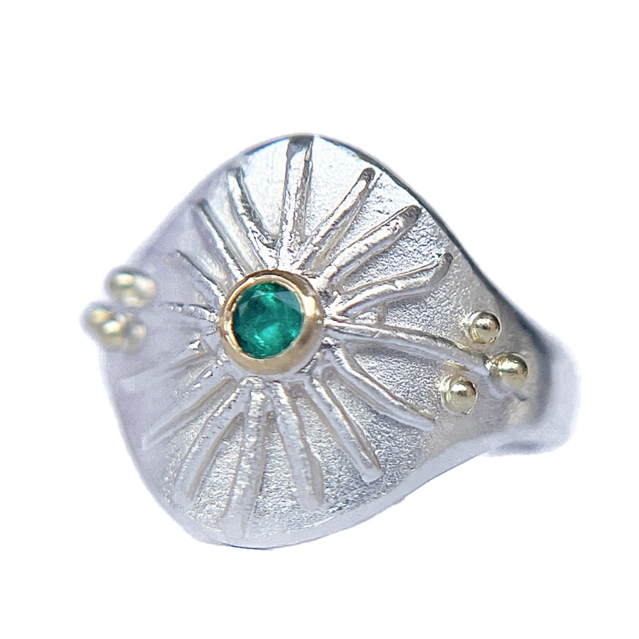 Rings Tomfoolery London | Silver & Emerald Shield Signet Ring