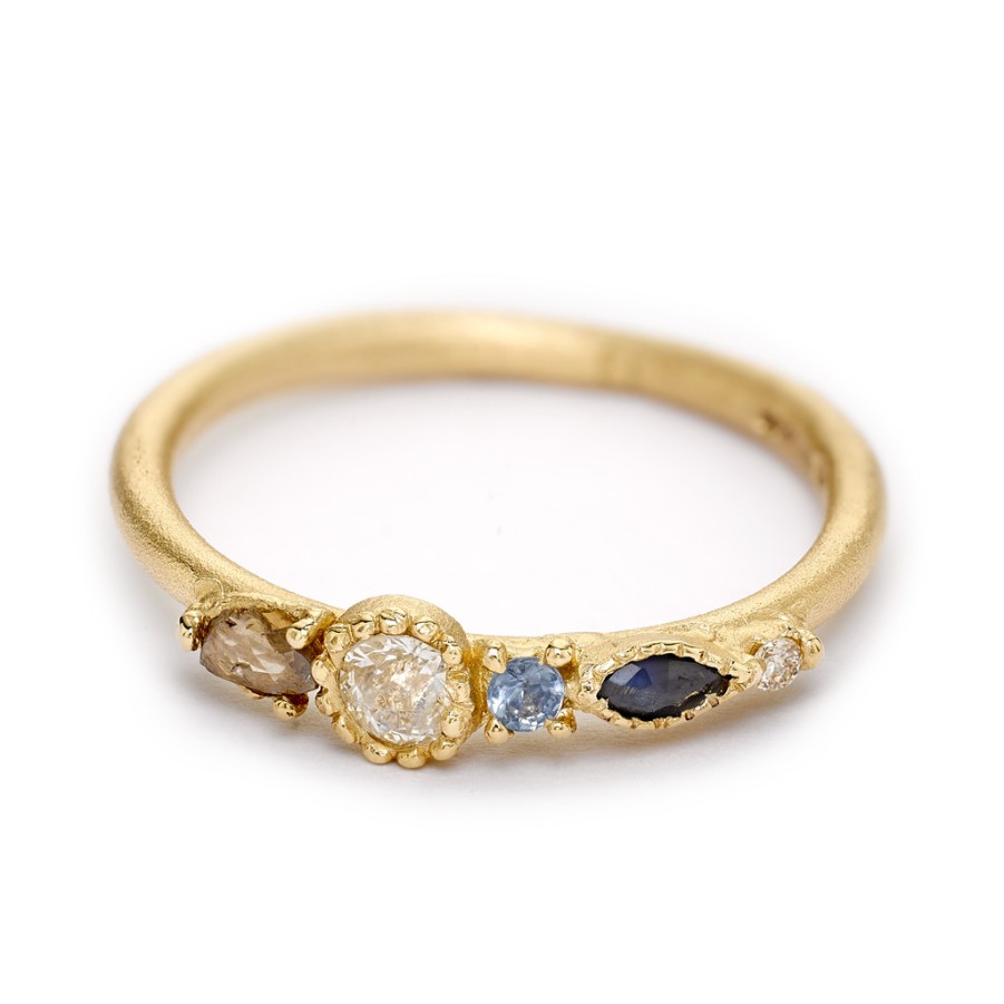 Rings Tomfoolery London | Marquise Sapphire & Champagne Diamond Ring