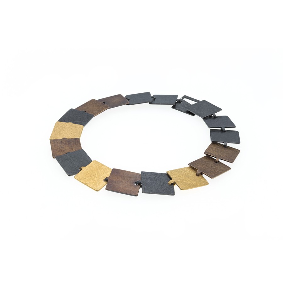 Bracelets Tomfoolery London | Milimetre Gold Plated & Oxidised Silver Link Bracelet