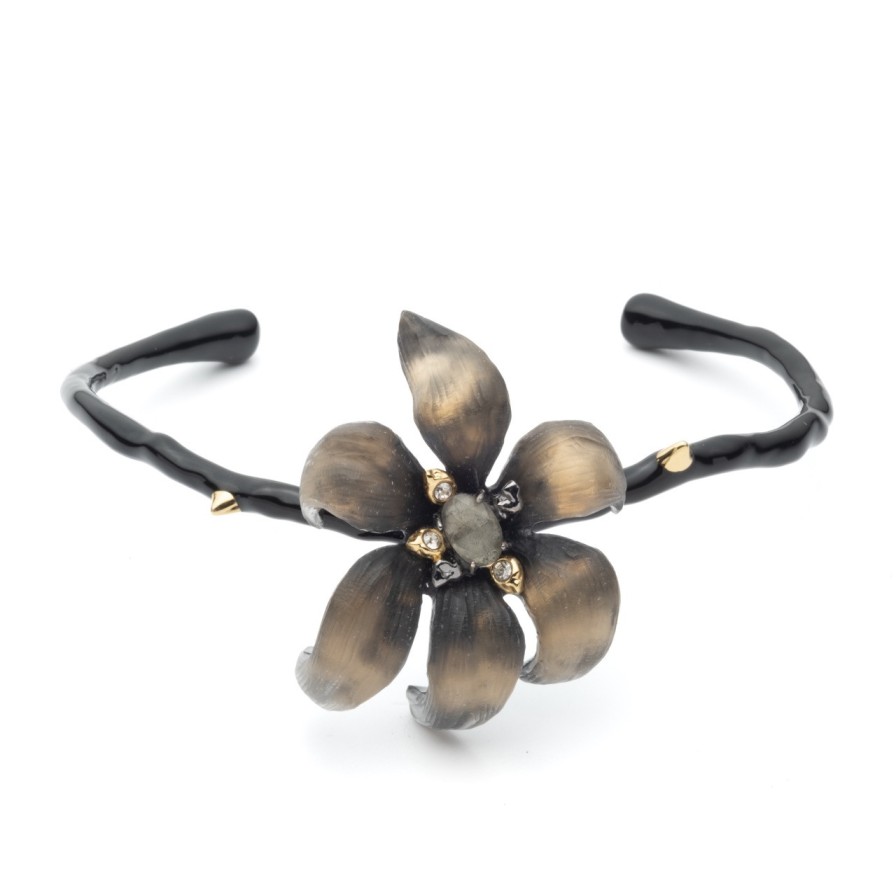 Bracelets Tomfoolery London | Burnt Fleur Cuff Bracelet Sultry Grey