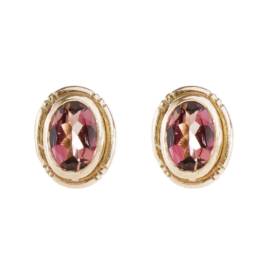 Earrings Tomfoolery London | Pink Tourmaline & 9Ct Rose Gold Stud Earrings