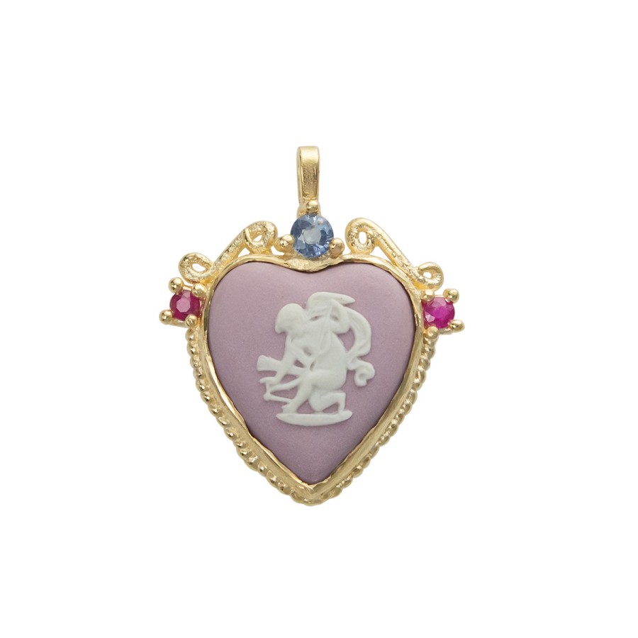 Necklaces Tomfoolery London | Lilac Cherub Cameo Pendant