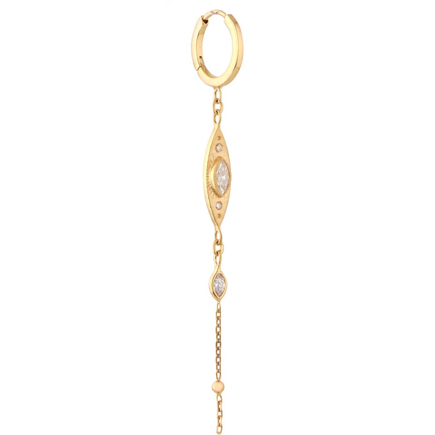 Earrings Tomfoolery London | Sun Eye Single Chain Earring