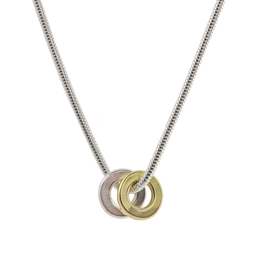 Necklaces Tomfoolery London | Total Honesty Silver And Gold Circle Pendant Necklace