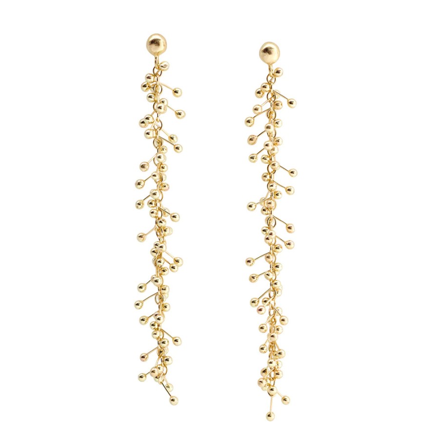 Earrings Tomfoolery London | Fine 18Ct Yellow Gold Strand Earrings