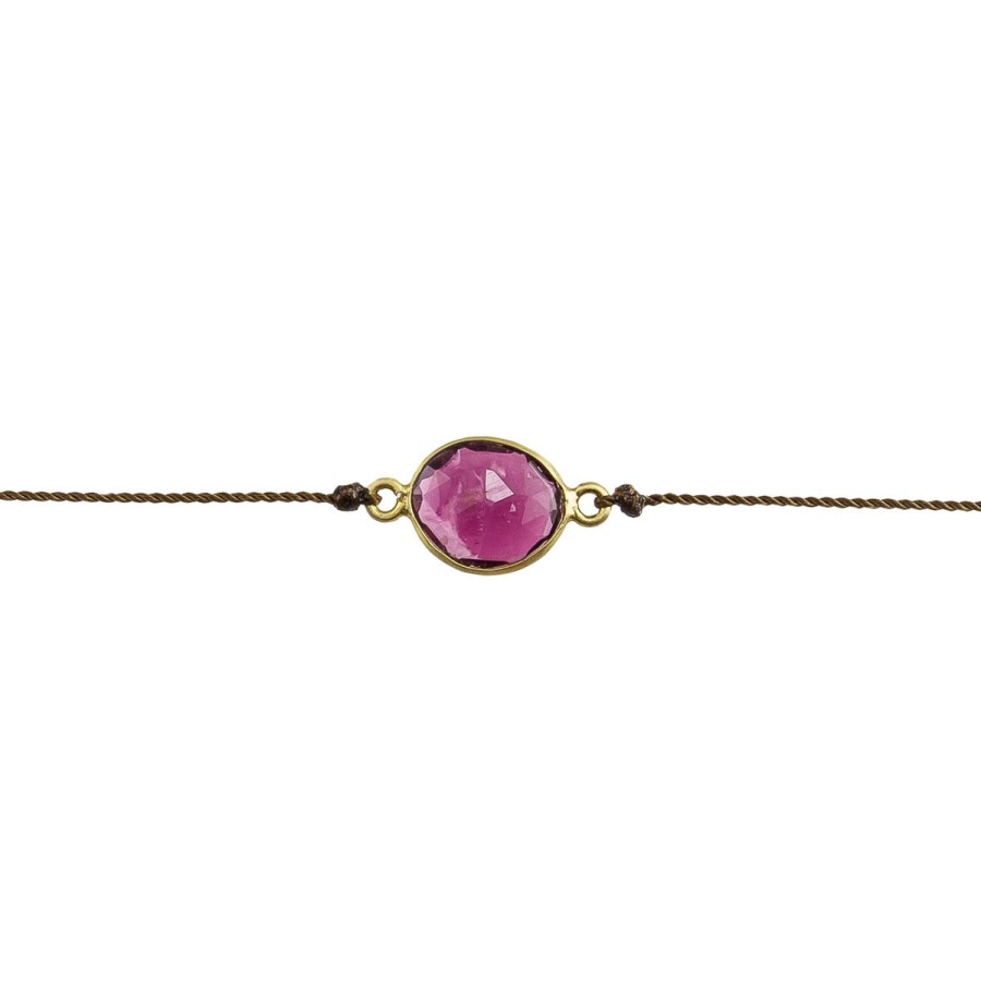 Bracelets Tomfoolery London | Pink Tourmaline & 18Ct Yellow Gold Cord Bracelet