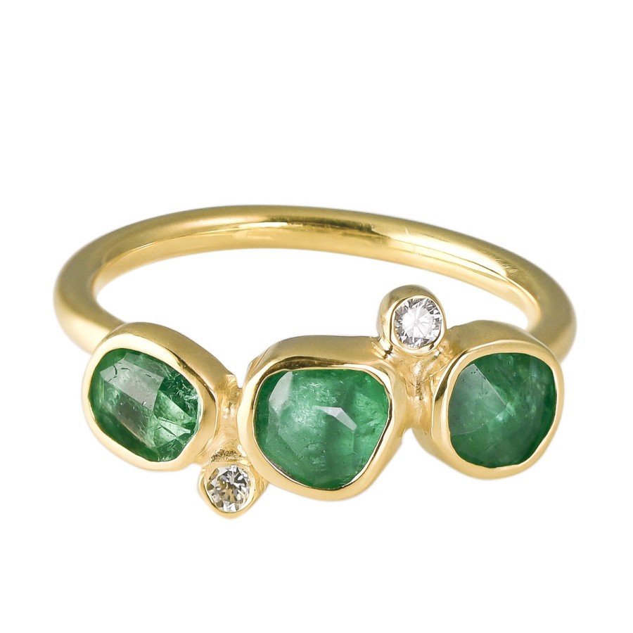 Rings Tomfoolery London | 18Ct Yellow Gold, Emerald & Diamond Ring