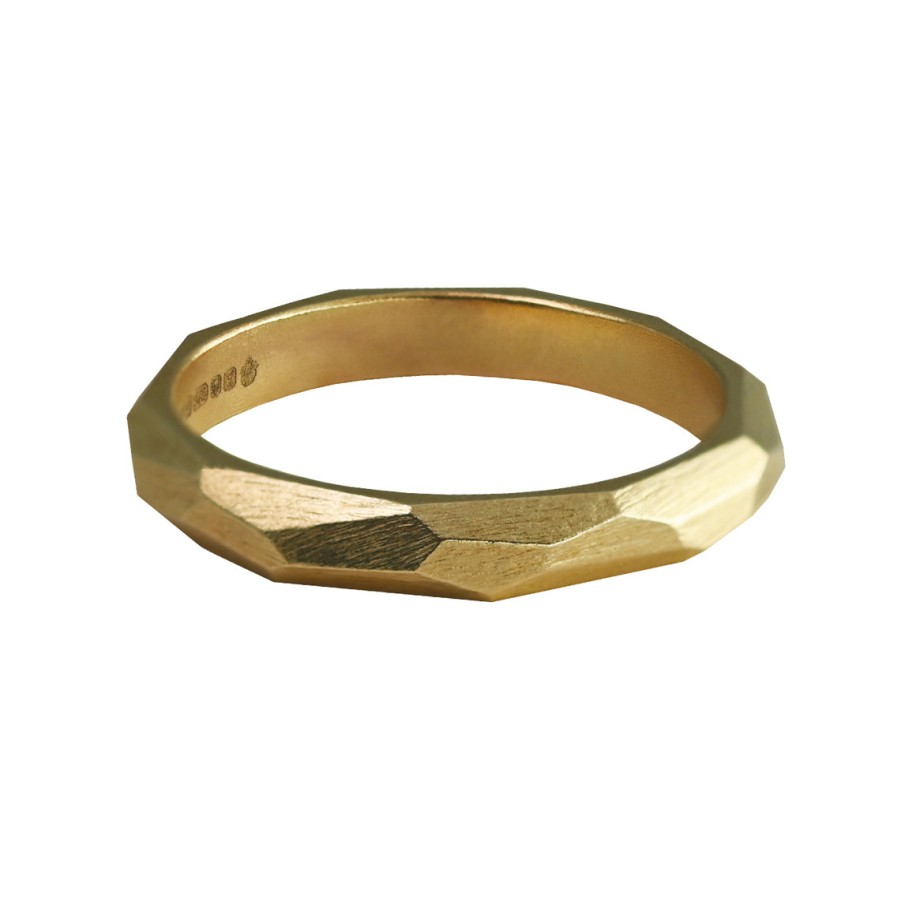 Rings Tomfoolery London | Faceted 9Ct Gold Wedding Band