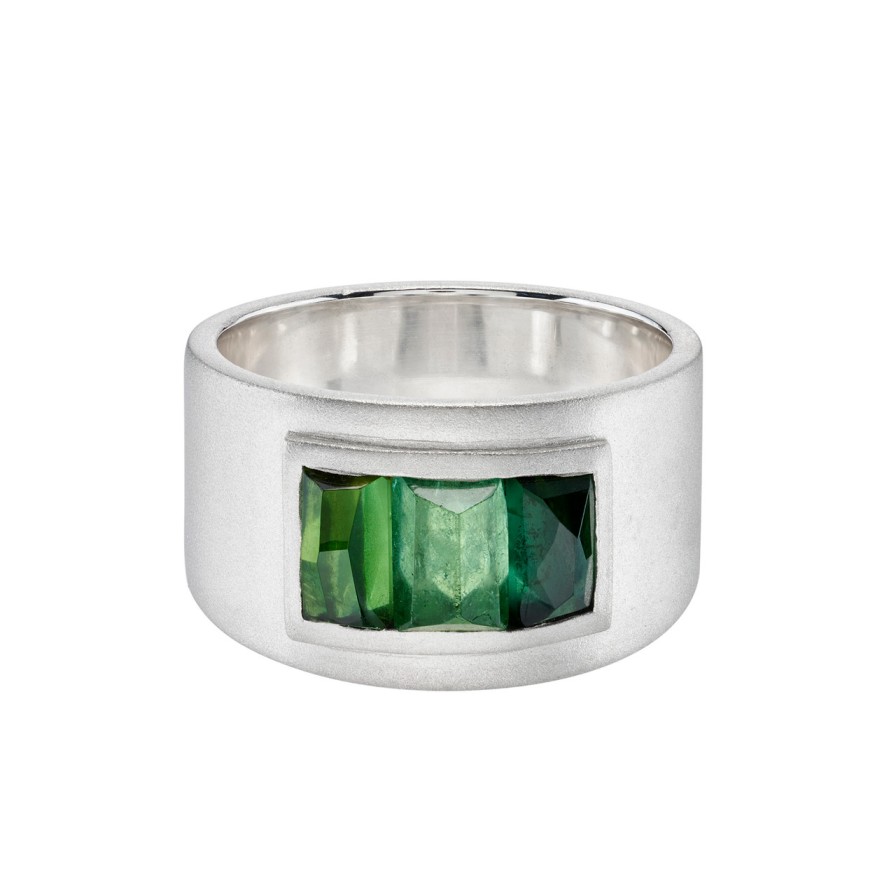 Rings Tomfoolery London | Tourmaline Three Stone Wide Ring 0.3