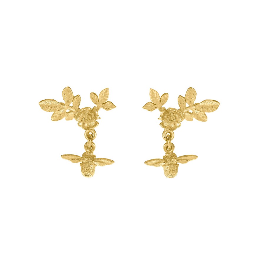 Earrings Tomfoolery London | Floral Bloom Stud Earrings With Bee Drops