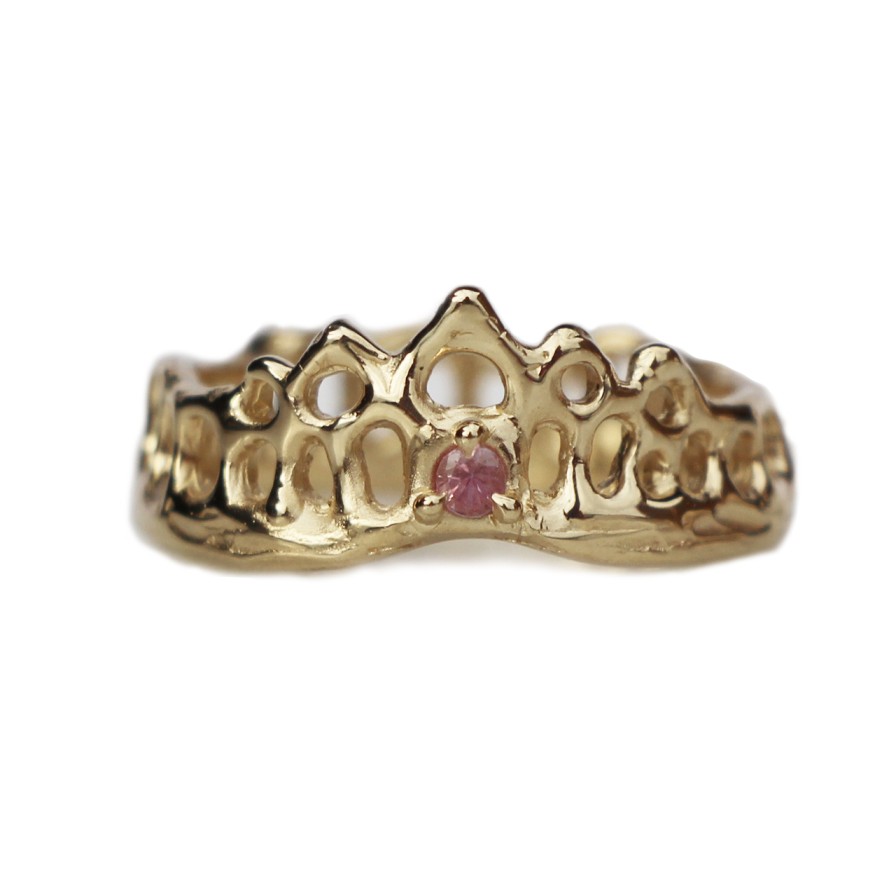 Rings Tomfoolery London | Single Pink Sapphire Mermaid Crown Ring