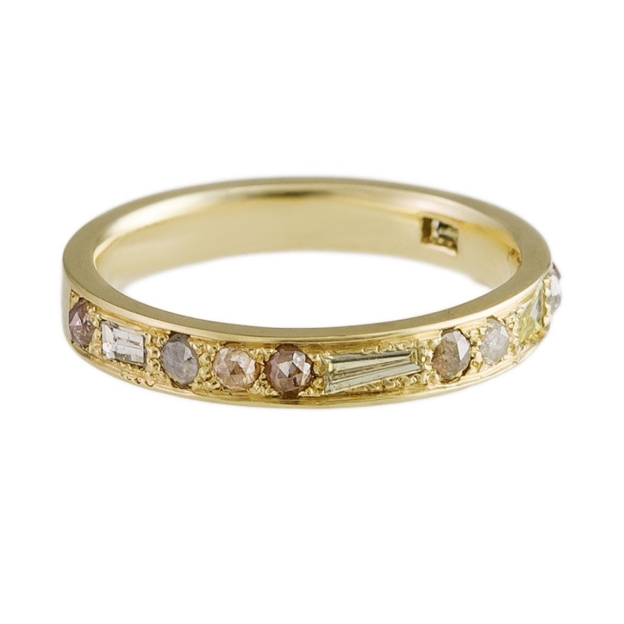 Rings Tomfoolery London | 18Ct Yellow Mixed Cut Puzzle Diamond Eternity Ring