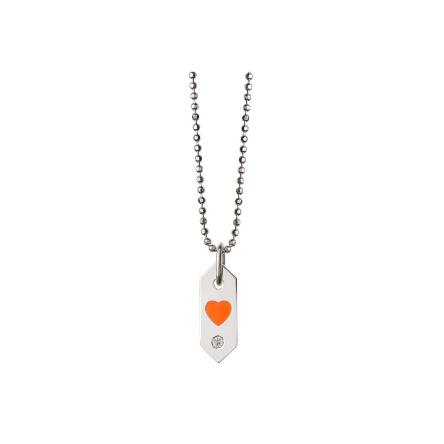 Necklaces Tomfoolery London | Tiny Enamel Red Heart & Diamond Pendant Necklace