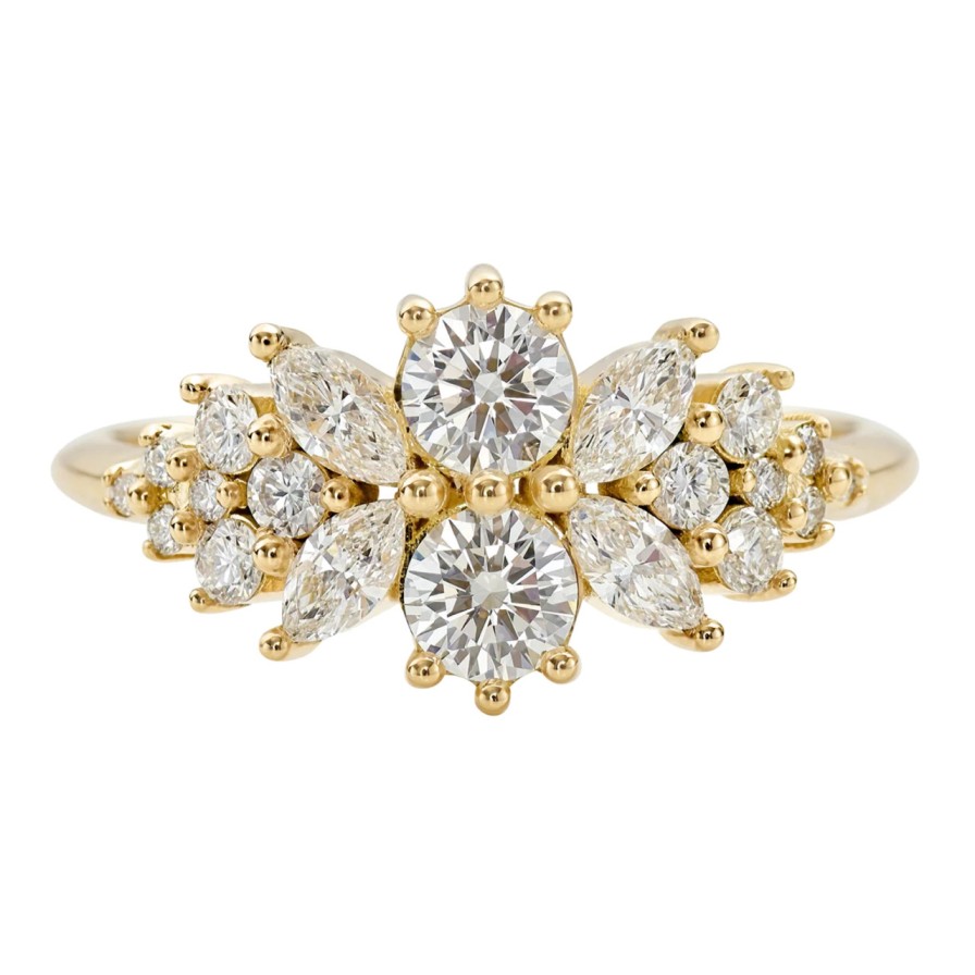 Rings Tomfoolery London | Flora Cluster Engagement Ring With Round Diamonds