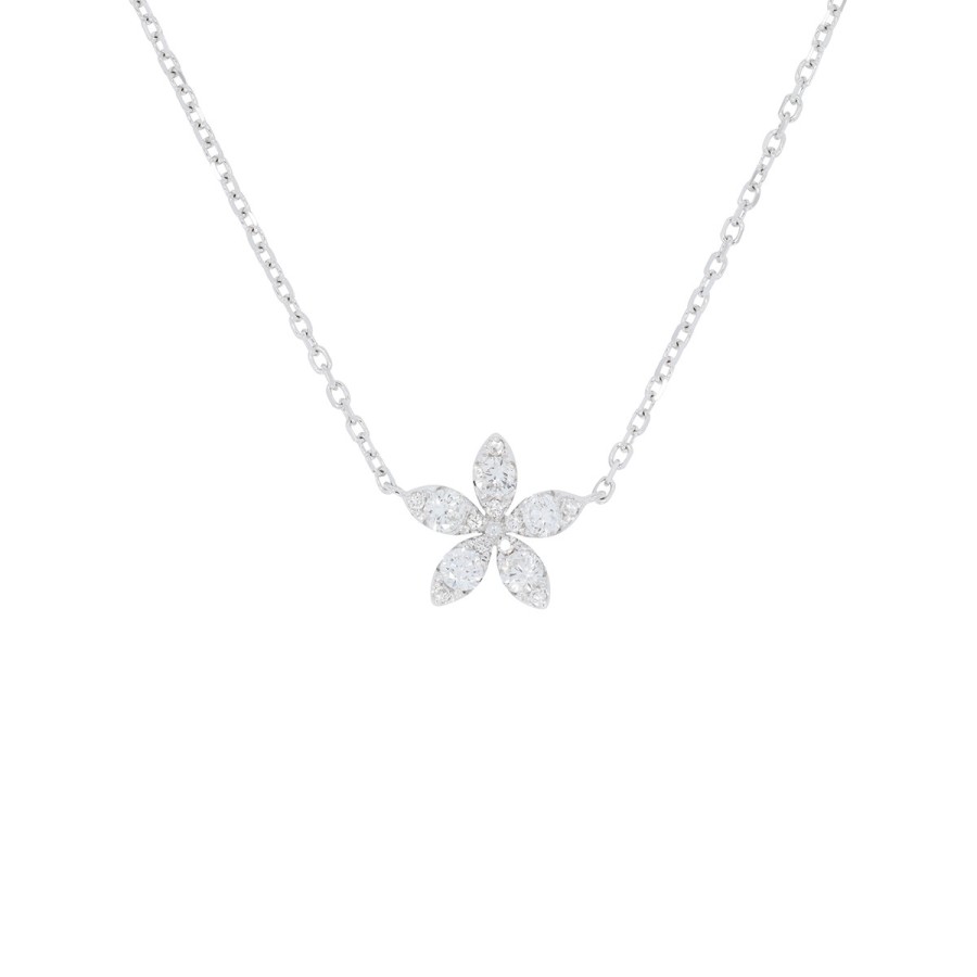 Necklaces Tomfoolery London | Diamond Flower Petal Pendant