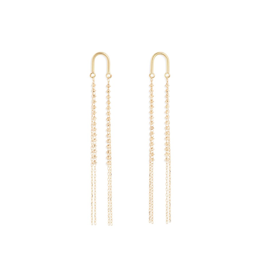 Earrings Tomfoolery London | Gold Arch Short Shimmer Earrings In 18Ct Yellow Gold