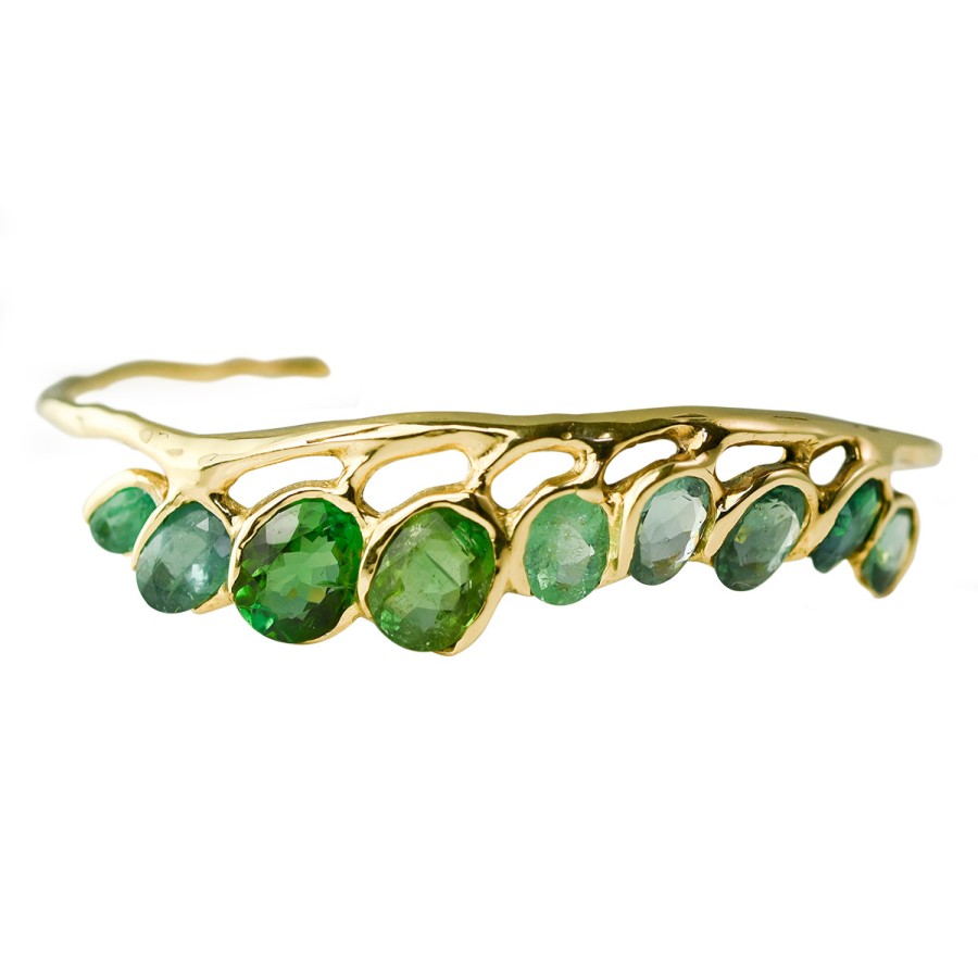 Bracelets Tomfoolery London | 12Ct Tourmaline Curva Bracelet In 18Ct Yellow Gold