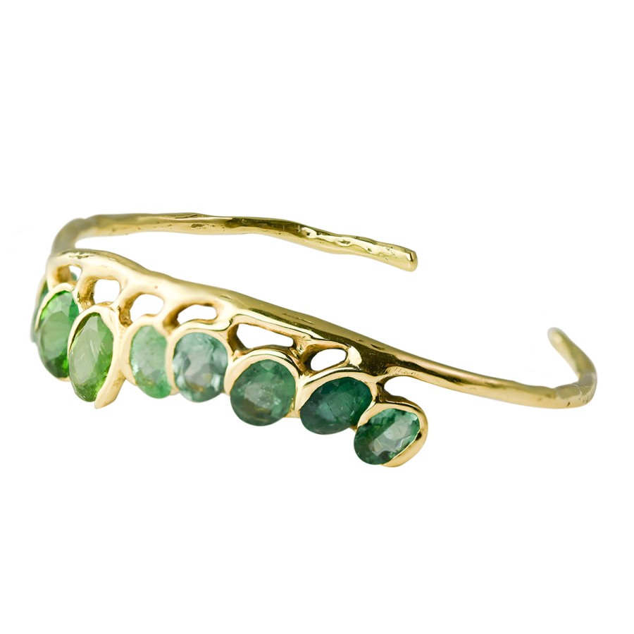 Bracelets Tomfoolery London | 12Ct Tourmaline Curva Bracelet In 18Ct Yellow Gold