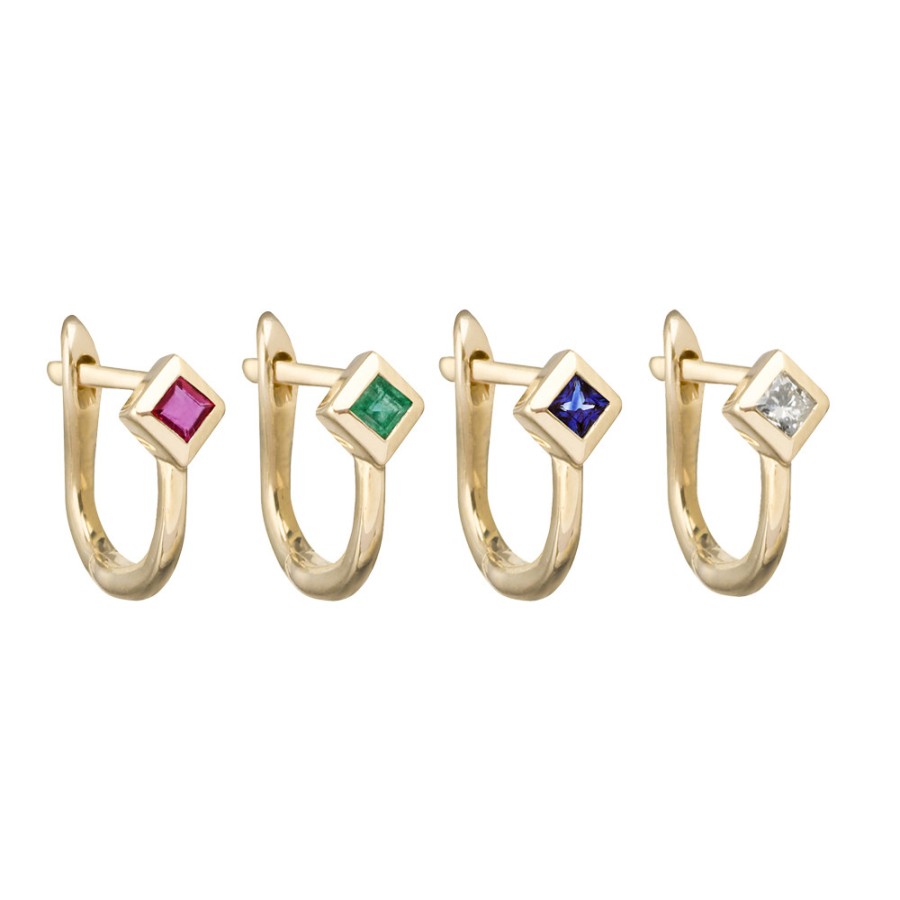 Earrings Tomfoolery London | Princess Gemstone Huggies