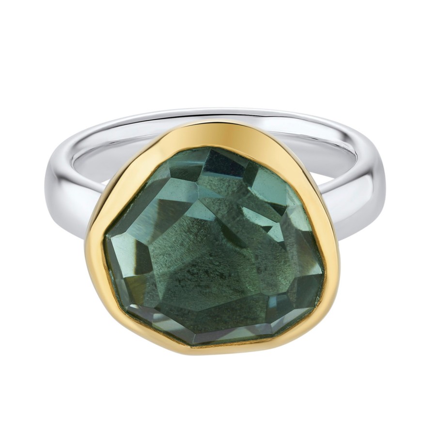 Rings Tomfoolery London | Irregular Green Amethyst Flat Band Ring