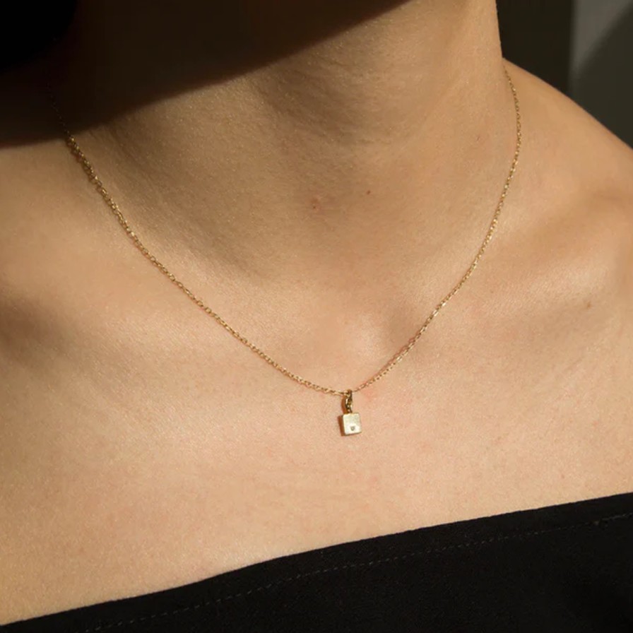 Necklaces Tomfoolery London | Square Diamond Mirror Necklace