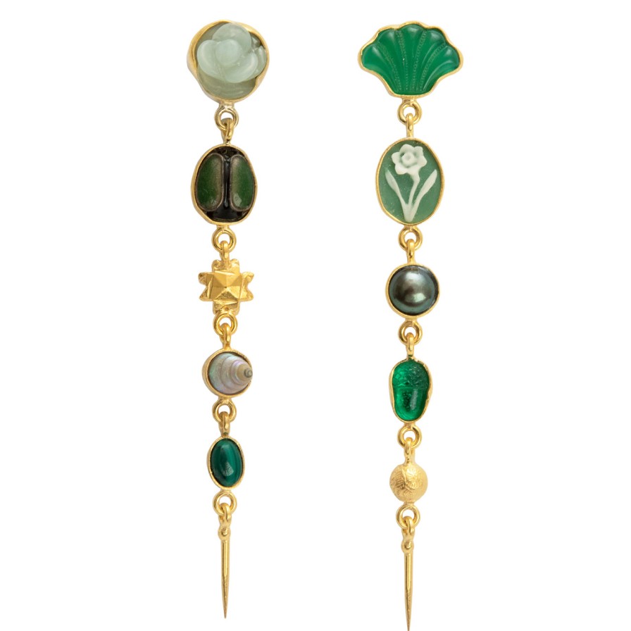 Earrings Tomfoolery London | Five Charm With Victorian Drop Earrings