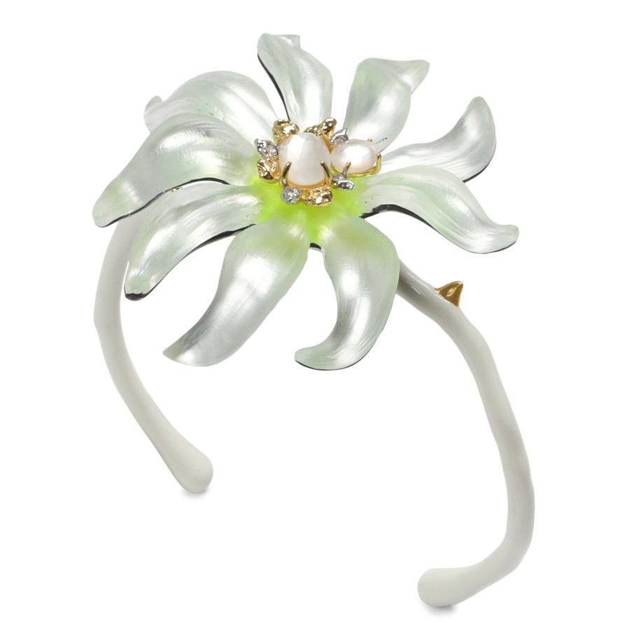 Bracelets Tomfoolery London | Lily Lucite Flower Cuff Bracelet White