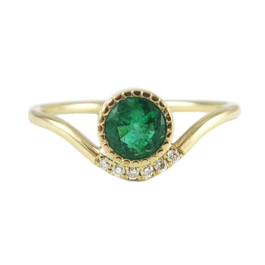 Rings Tomfoolery London | Emerald & Diamond Wave Ring