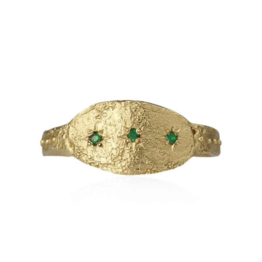 Rings Tomfoolery London | Triple Emerald Star 9Ct Gold Ring