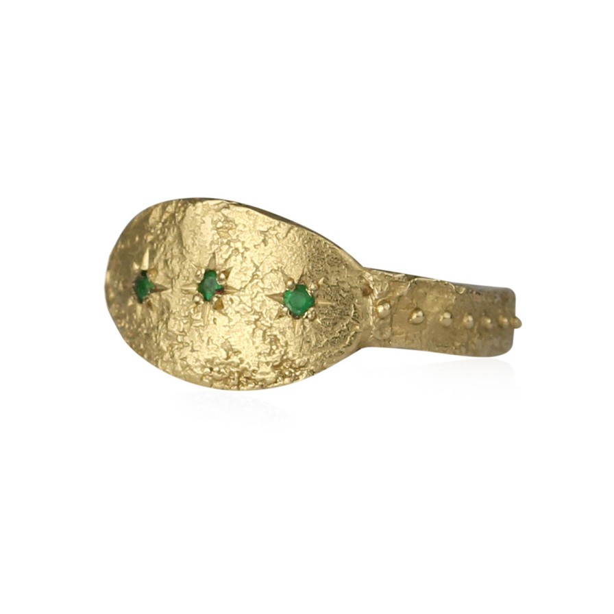 Rings Tomfoolery London | Triple Emerald Star 9Ct Gold Ring