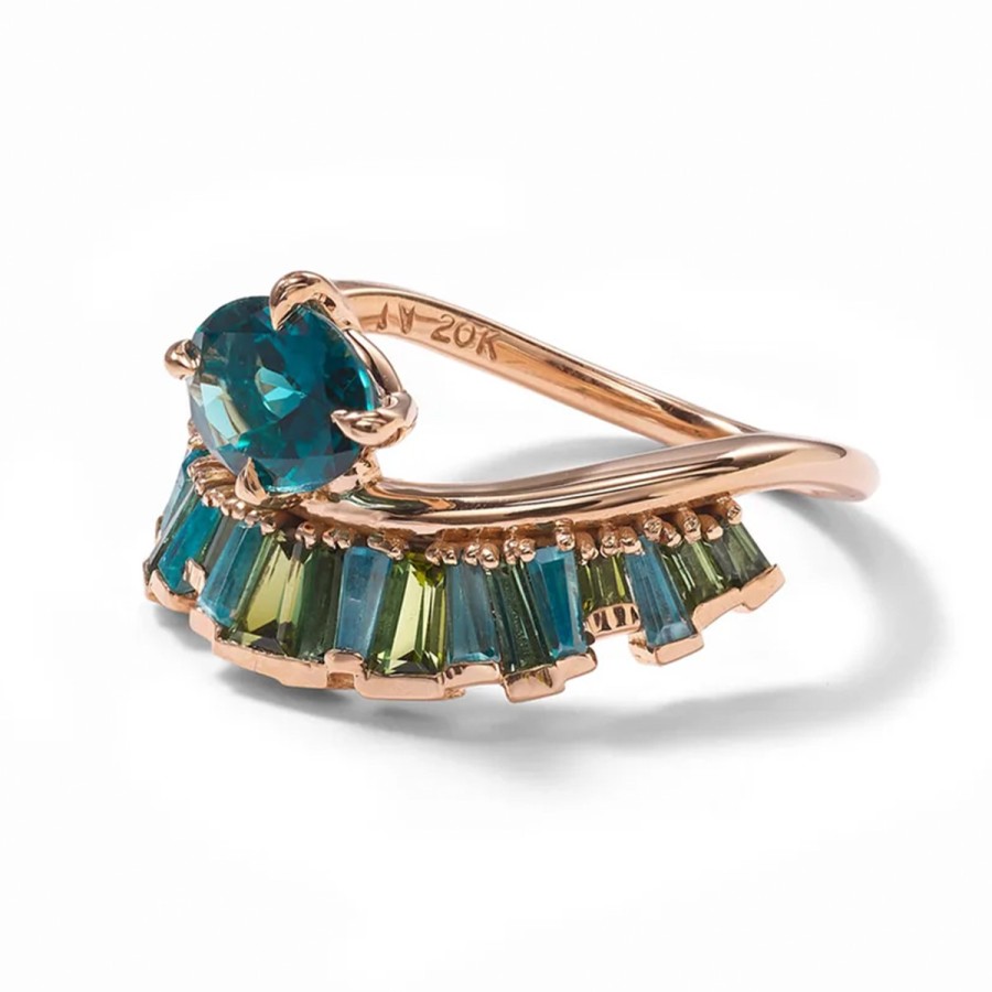 Rings Tomfoolery London | Tourmaline Crown & Head Ring In 20Ct Rose Gold