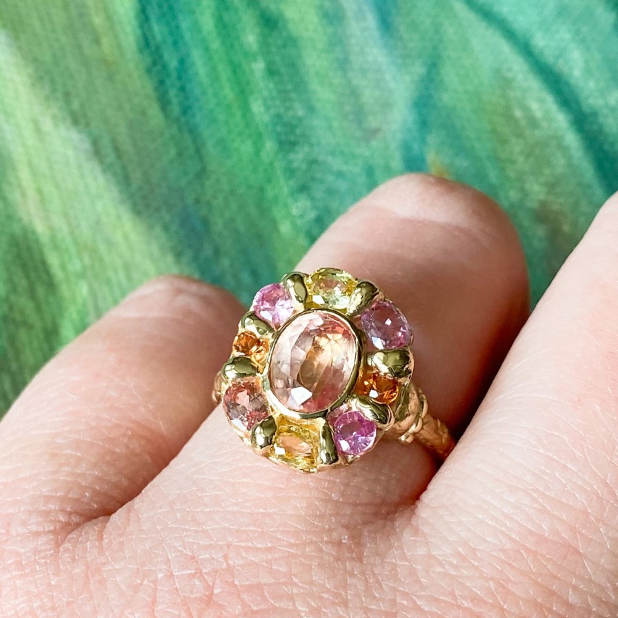 Rings Tomfoolery London | Peachy Keen Mega Halo Ring