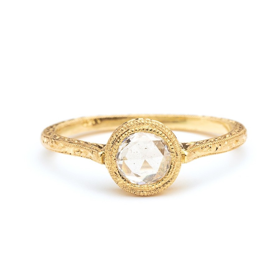 Rings Tomfoolery London | Rose Cut Round Diamond Cathedral Ring