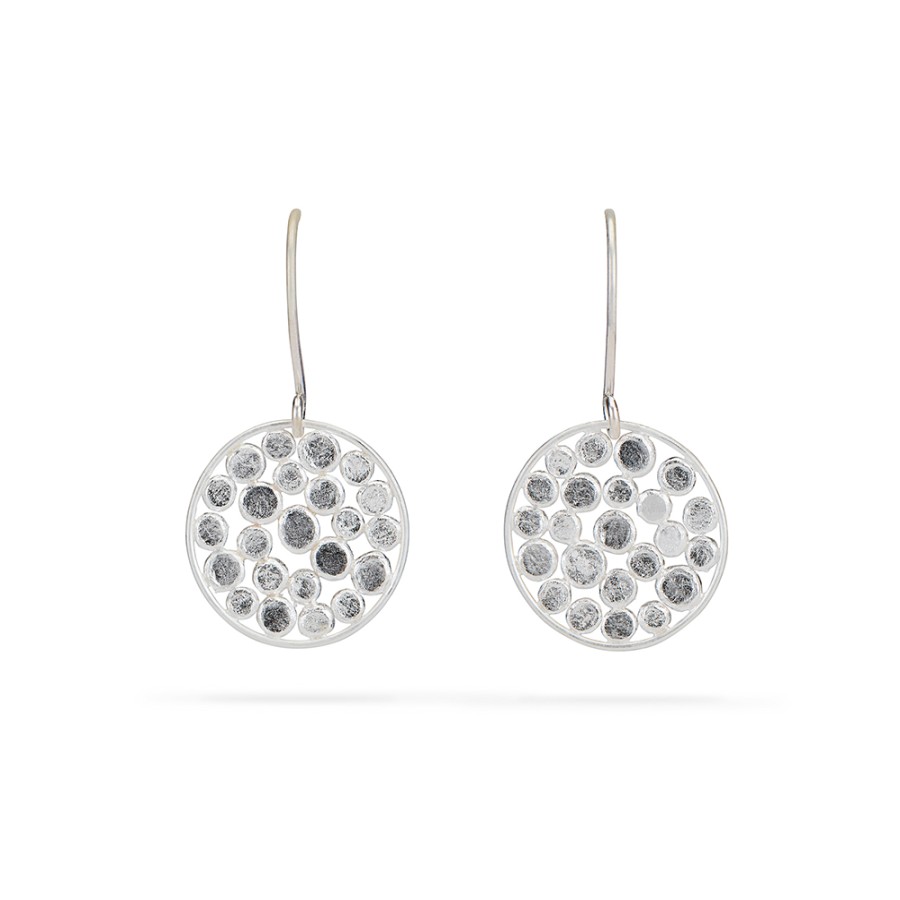 Earrings Tomfoolery London | Silver Circle Cluster Drop Earrings