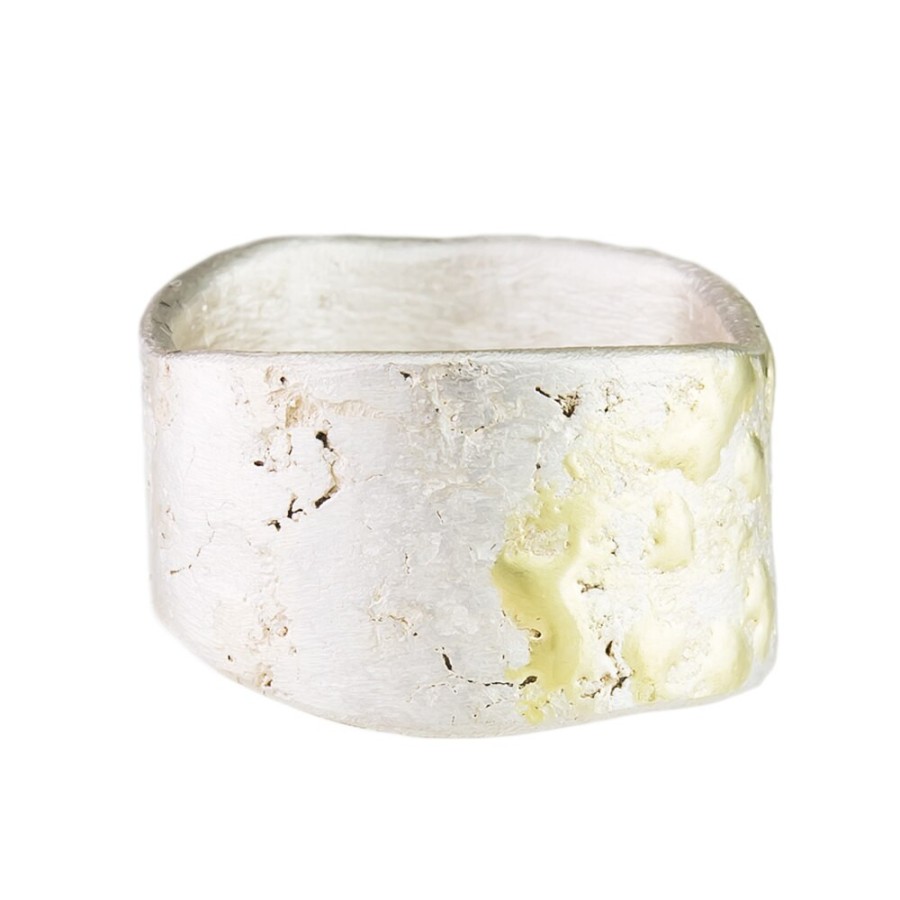 Rings Tomfoolery London | Wide Silver & 18Ct Gold Organic Ring