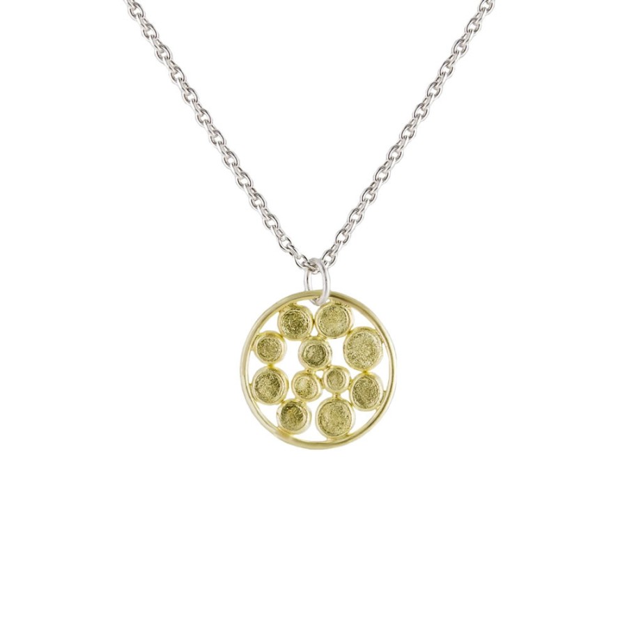 Necklaces Tomfoolery London | Small 18Ct Gold & Silver Circle Cluster Pendant Necklace