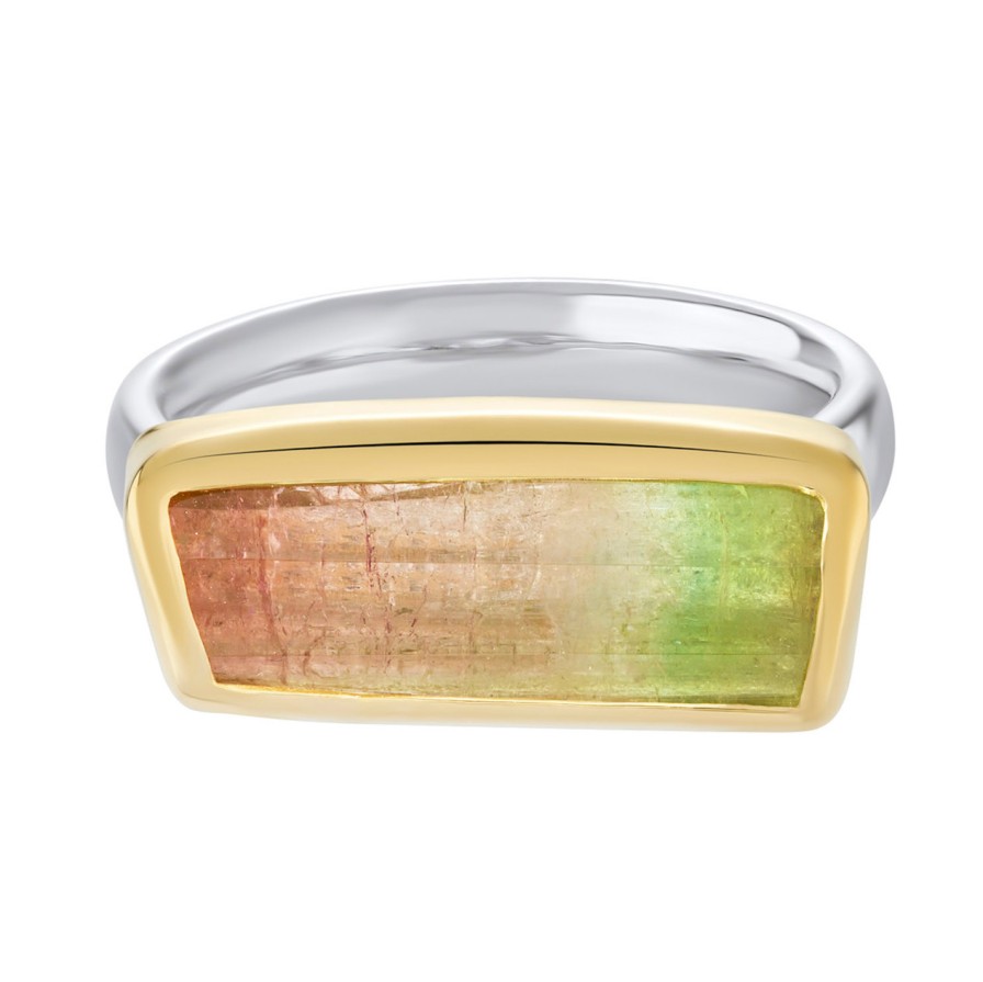 Rings Tomfoolery London | Watermelon Tourmaline Bar Ring