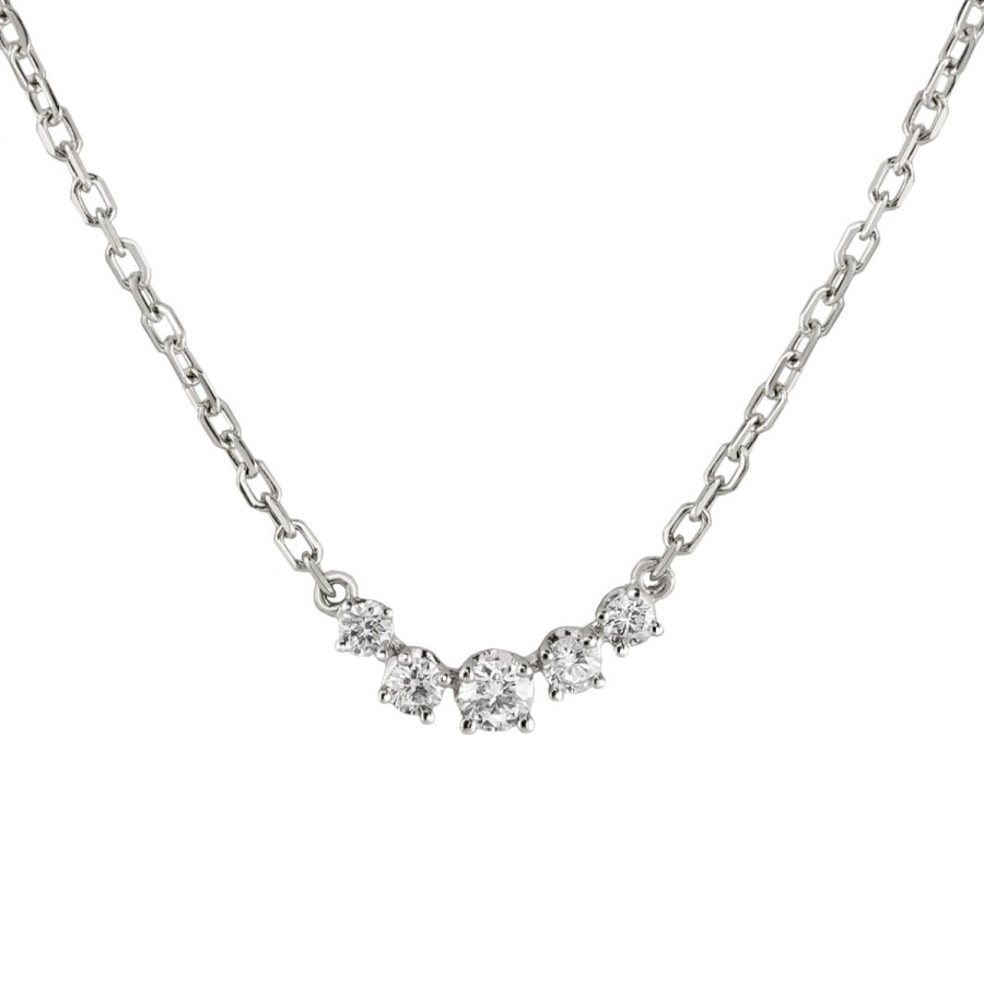 Necklaces Tomfoolery London | 18Ct Five Diamond Necklace