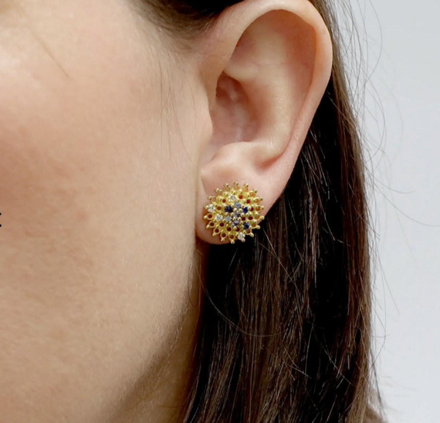 Earrings Tomfoolery London | Autumn Sapphire Stud Earrings