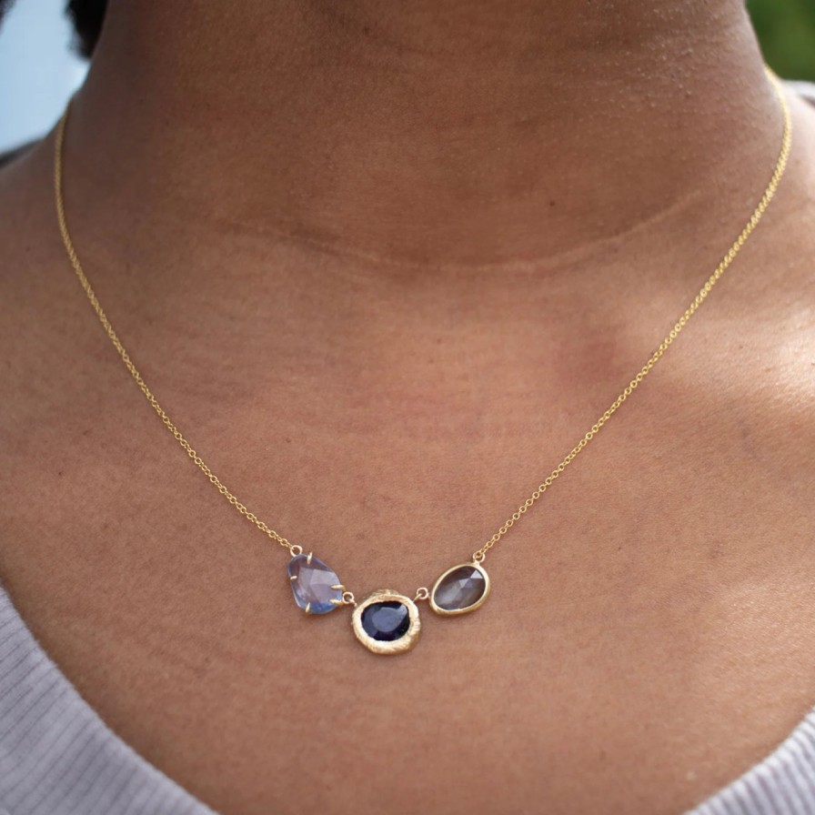 Necklaces Tomfoolery London | Triple Blue Sapphire Necklace